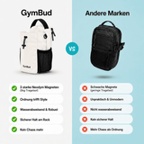 Vergleich GymBud gegen andere Marken in Ivory White: stärkere Magnete, wasserabweisend, Schultergurt inklusive