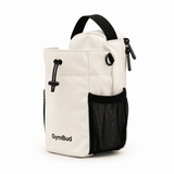 GymBud magnetische Gym Bag Ivory White mit Tragegriff und Netzfach, Seitenansicht